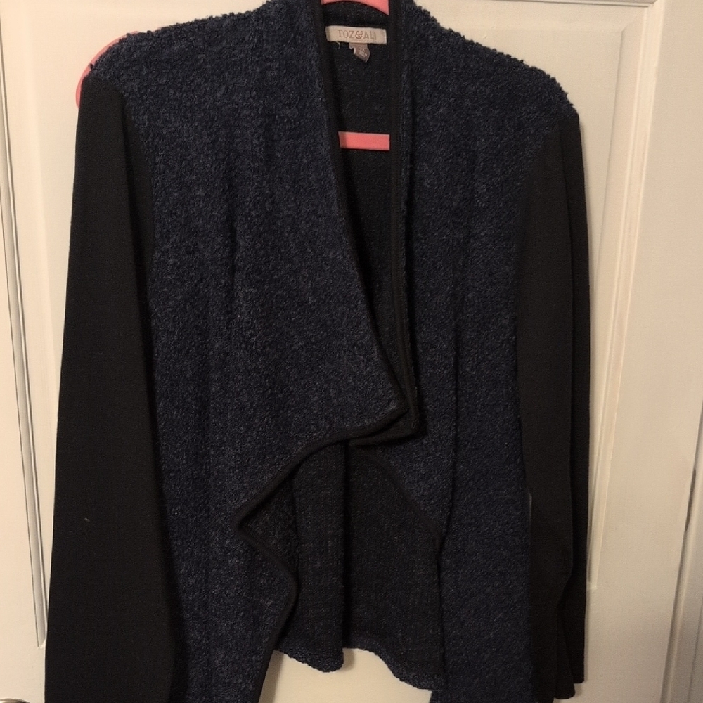 Roz & Ali Navy and Black Open Front Cardigan